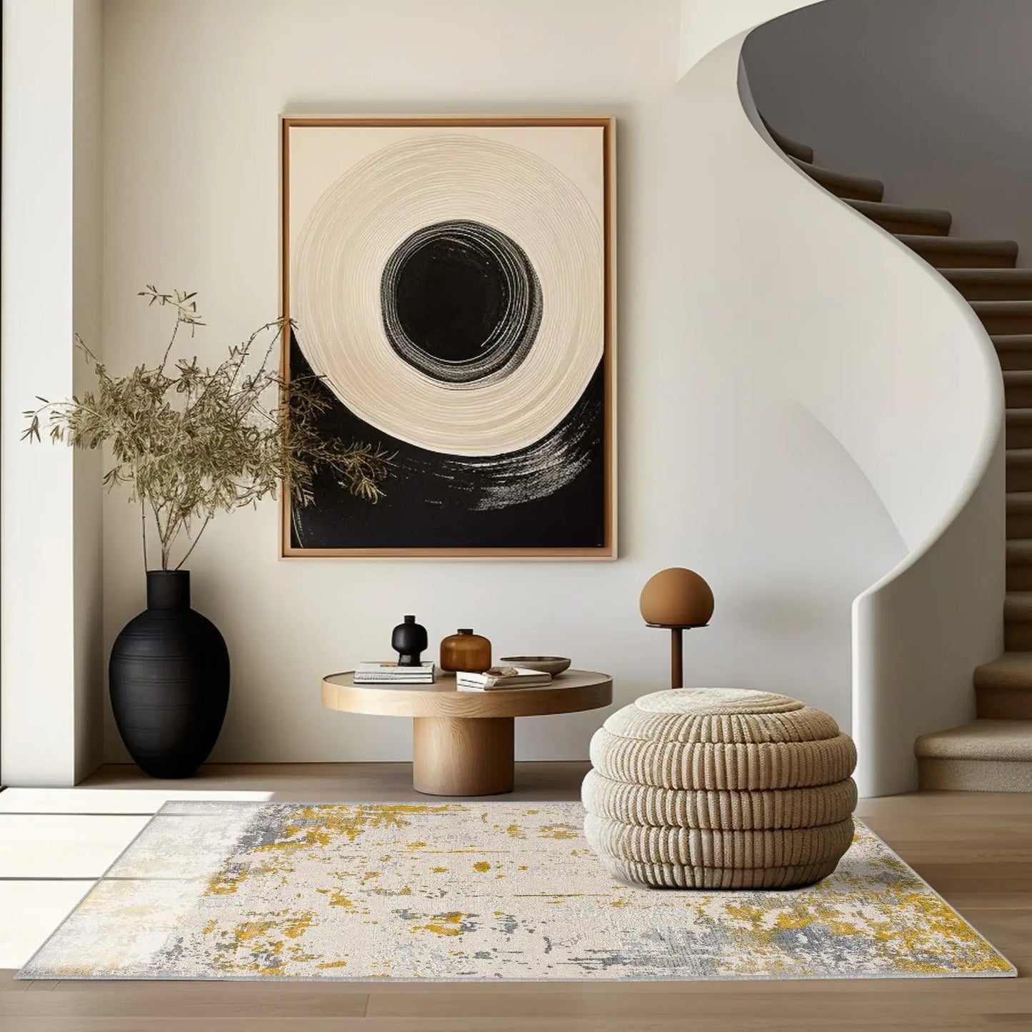 6' X 9' Gold Abstract Dhurrie Area Rug - Homeroots - Flyclothing LLC