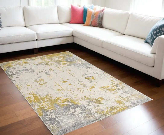 6' X 9' Gold Abstract Dhurrie Area Rug - Homeroots - Flyclothing LLC
