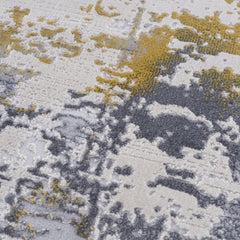 10' Gold Abstract Dhurrie Runner Rug - Homeroots