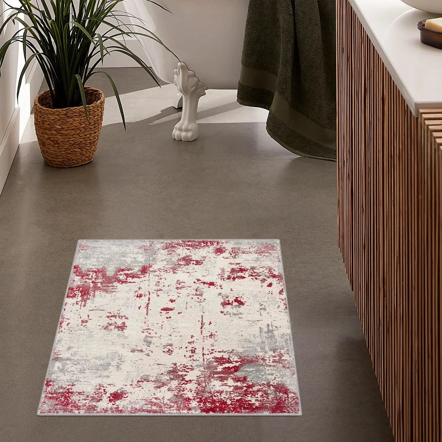3' X 5' Red Abstract Dhurrie Area Rug - Homeroots - Flyclothing LLC