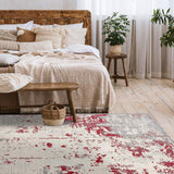 5' X 7' Red Abstract Dhurrie Area Rug - Homeroots - Flyclothing LLC