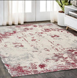 5' X 7' Red Abstract Dhurrie Area Rug - Homeroots