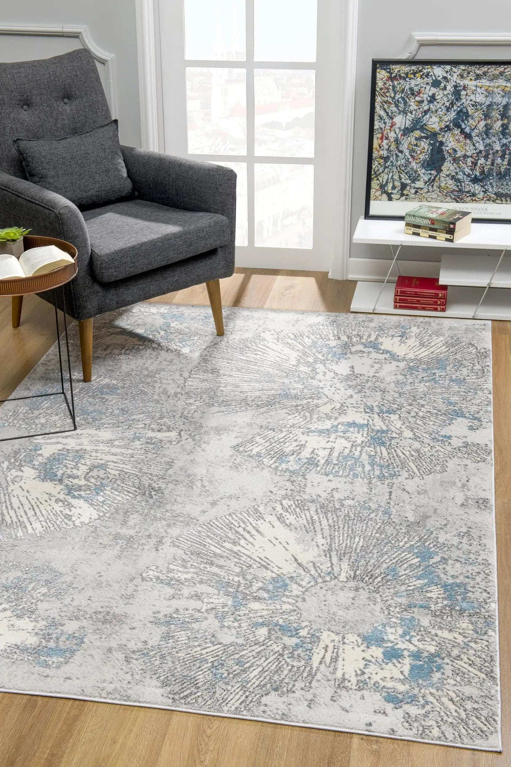 4' X 6' Blue Abstract Dhurrie Area Rug - Homeroots - Flyclothing LLC