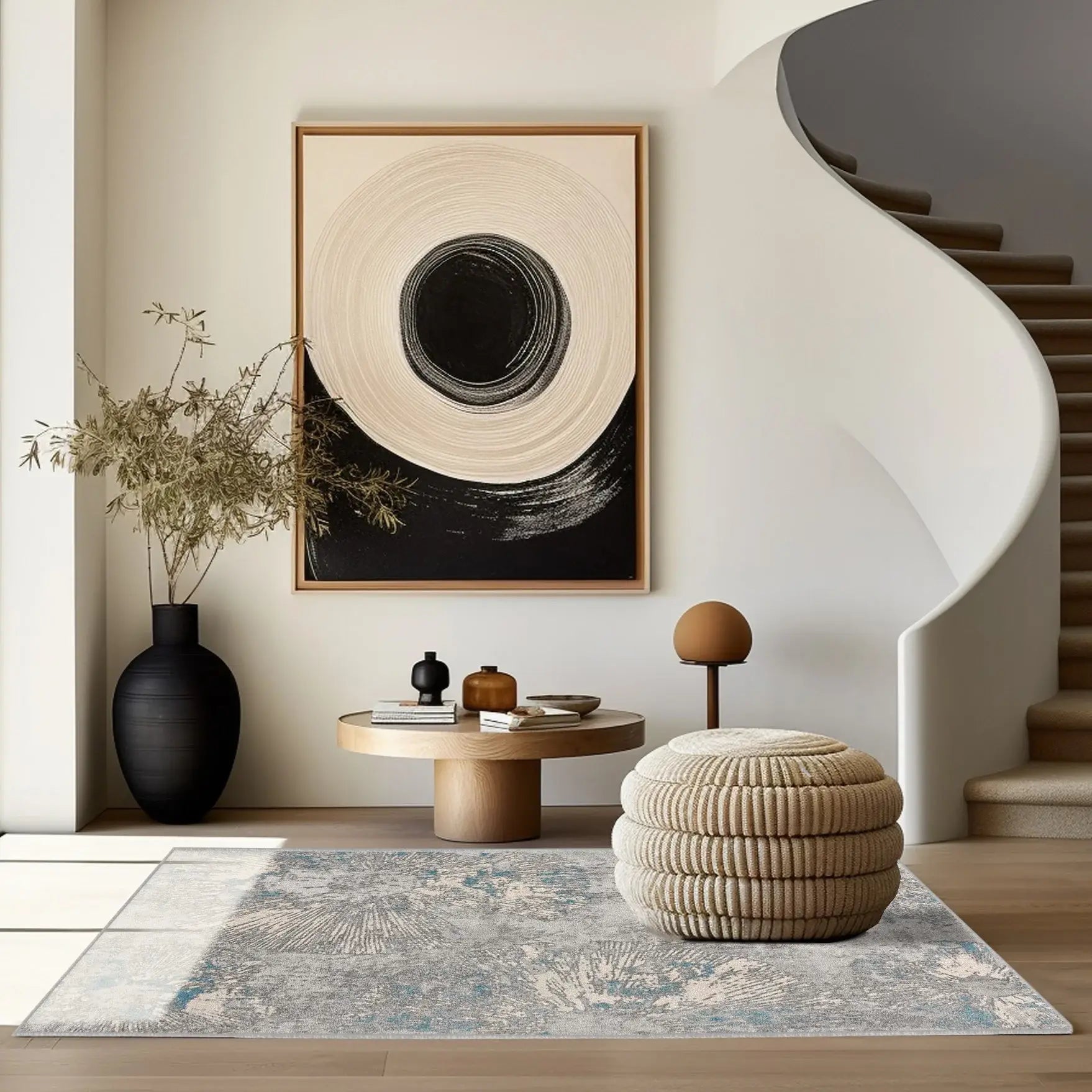 7' X 10' Blue Abstract Circular Motifs Area Rug - Homeroots - Flyclothing LLC