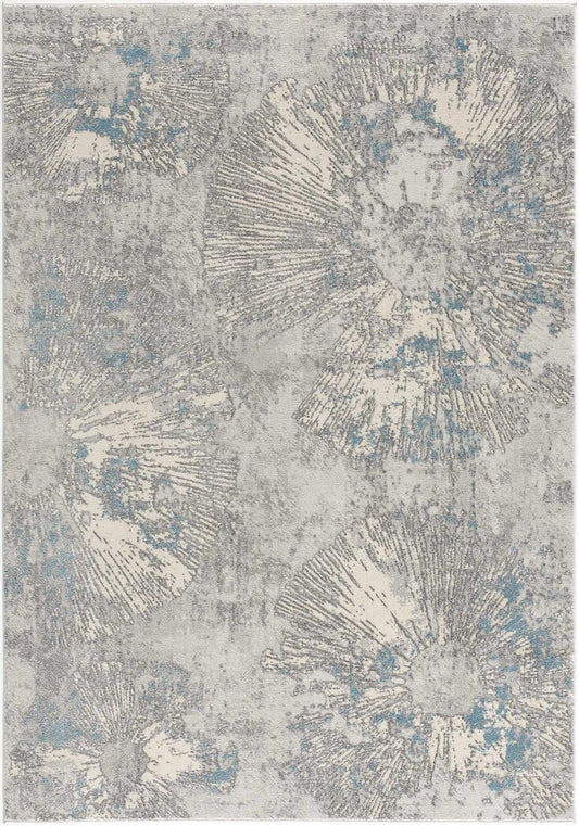 7' X 10' Blue Abstract Circular Motifs Area Rug - Homeroots - Flyclothing LLC