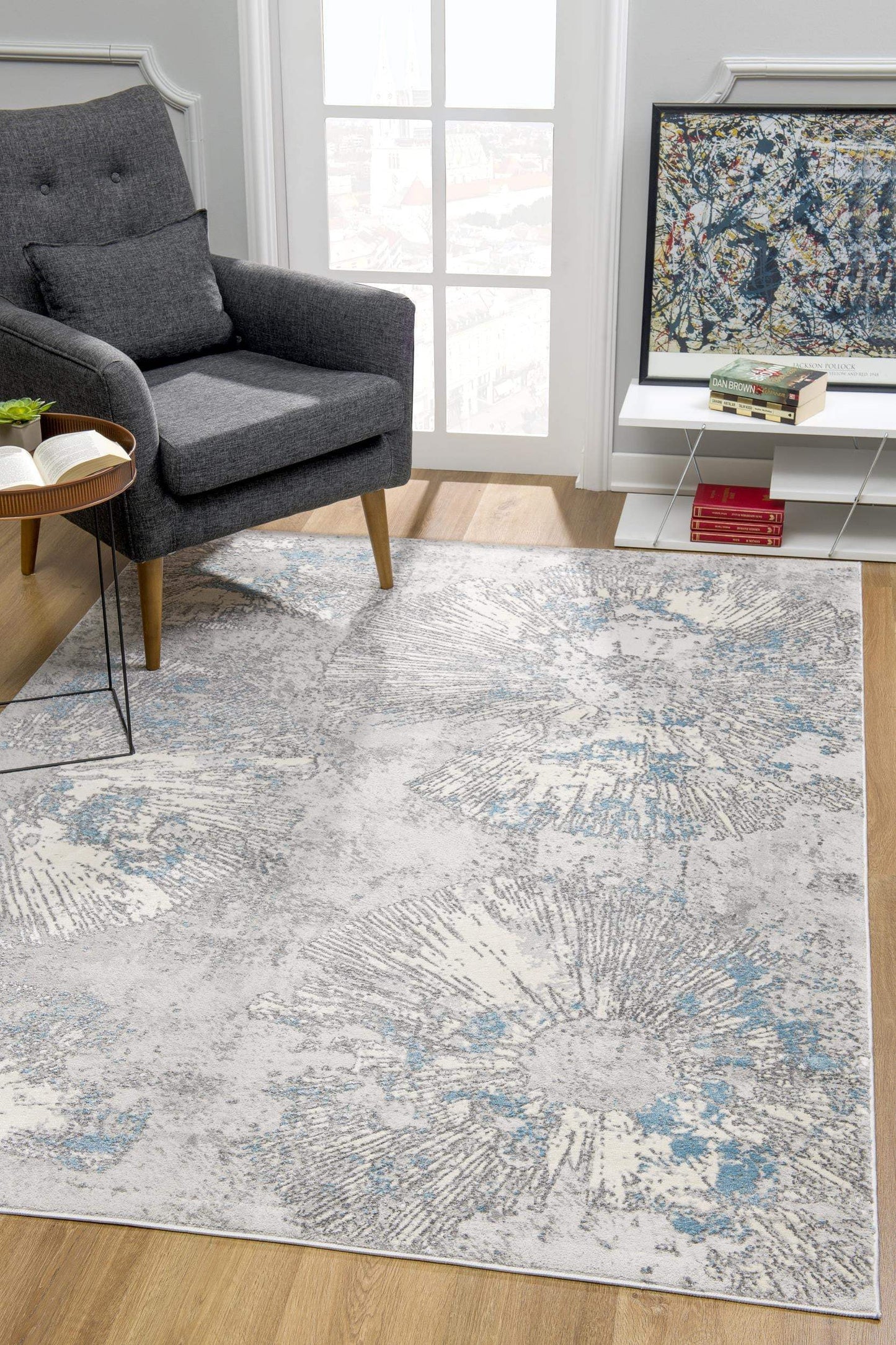 8' X 10' Blue Abstract Dhurrie Area Rug - Homeroots - Flyclothing LLC