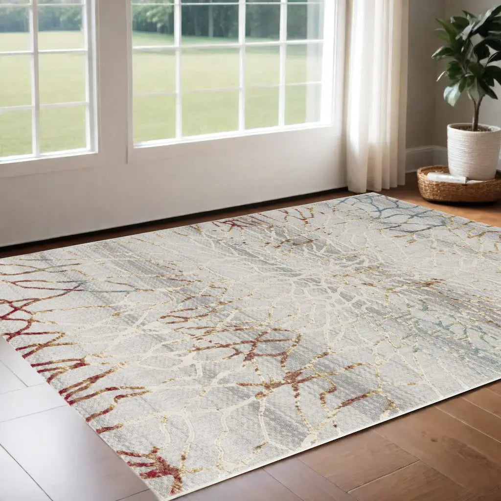 3' X 5' Gold And Ivory Abstract Branches Area Rug - Homeroots - Flyclothing LLC