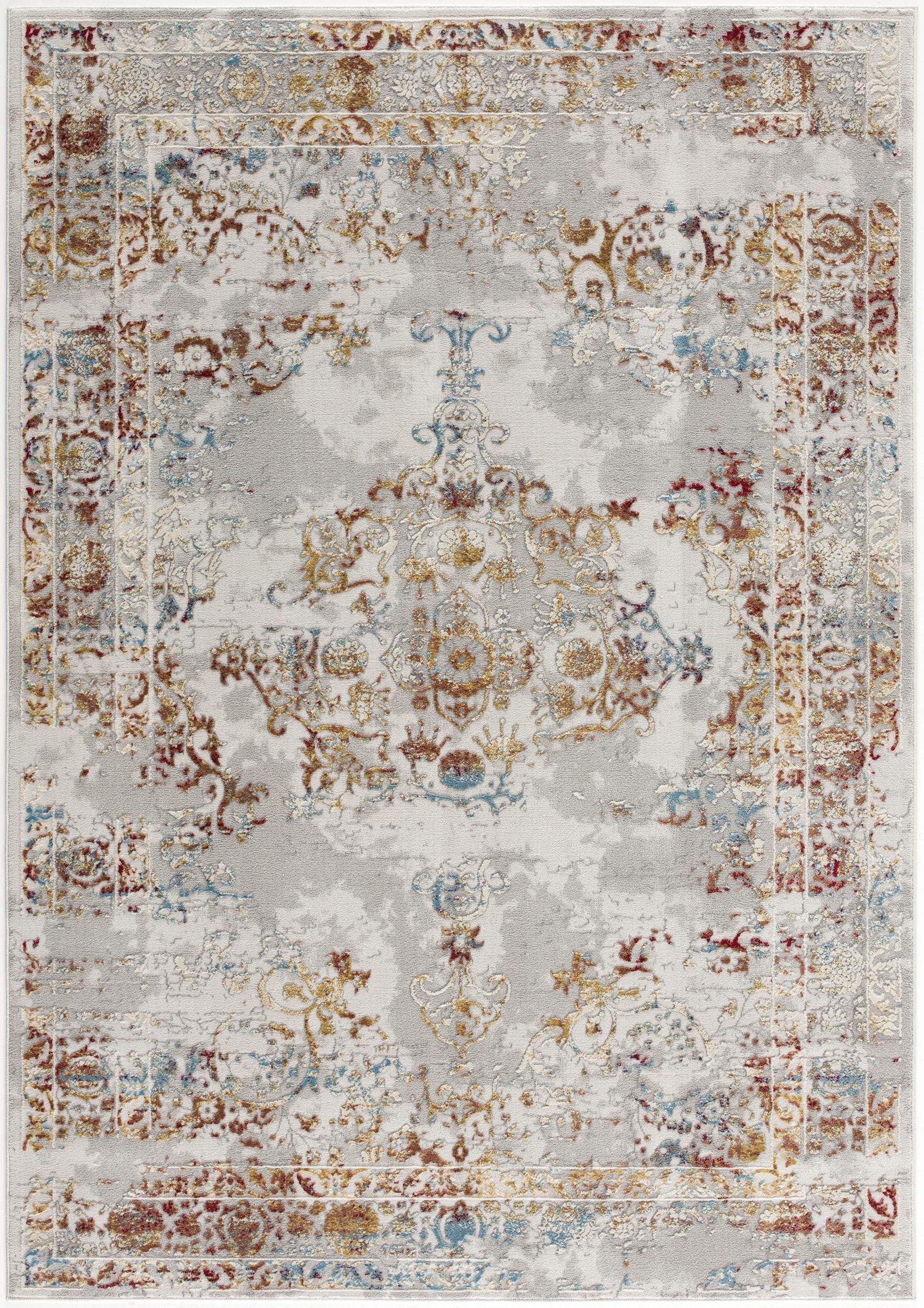 3' X 5' Gray And Beige Distressed Ornate Area Rug - Homeroots - Flyclothing LLC