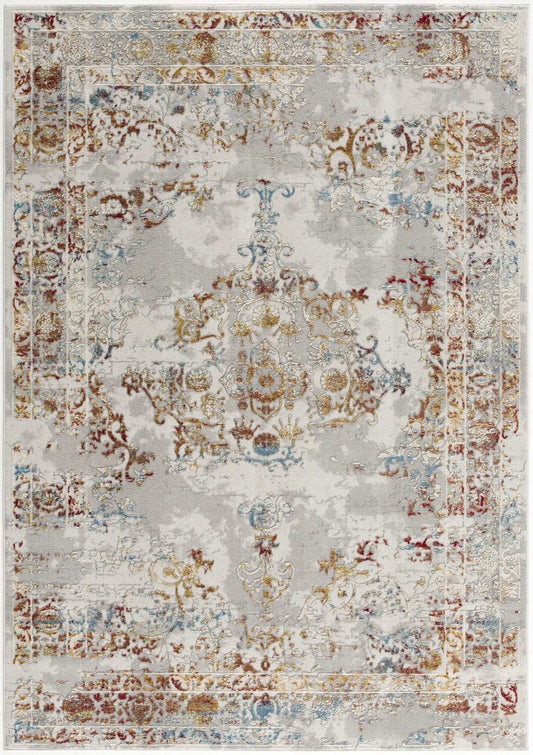 4' X 6' Gray And Beige Distressed Ornate Area Rug - Homeroots - Flyclothing LLC