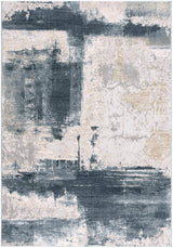 8' X 11' Cream And Blue Abstract Patches Area Rug - Homeroots - Flyclothing LLC