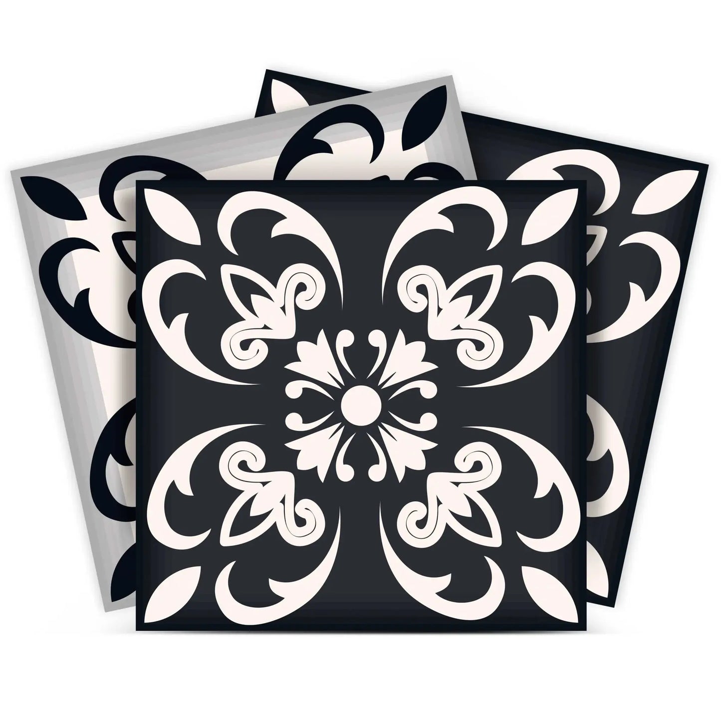 7" X 7" Black And White Quatro Peel And Stick Removable Tiles - Homeroots - Flyclothing LLC