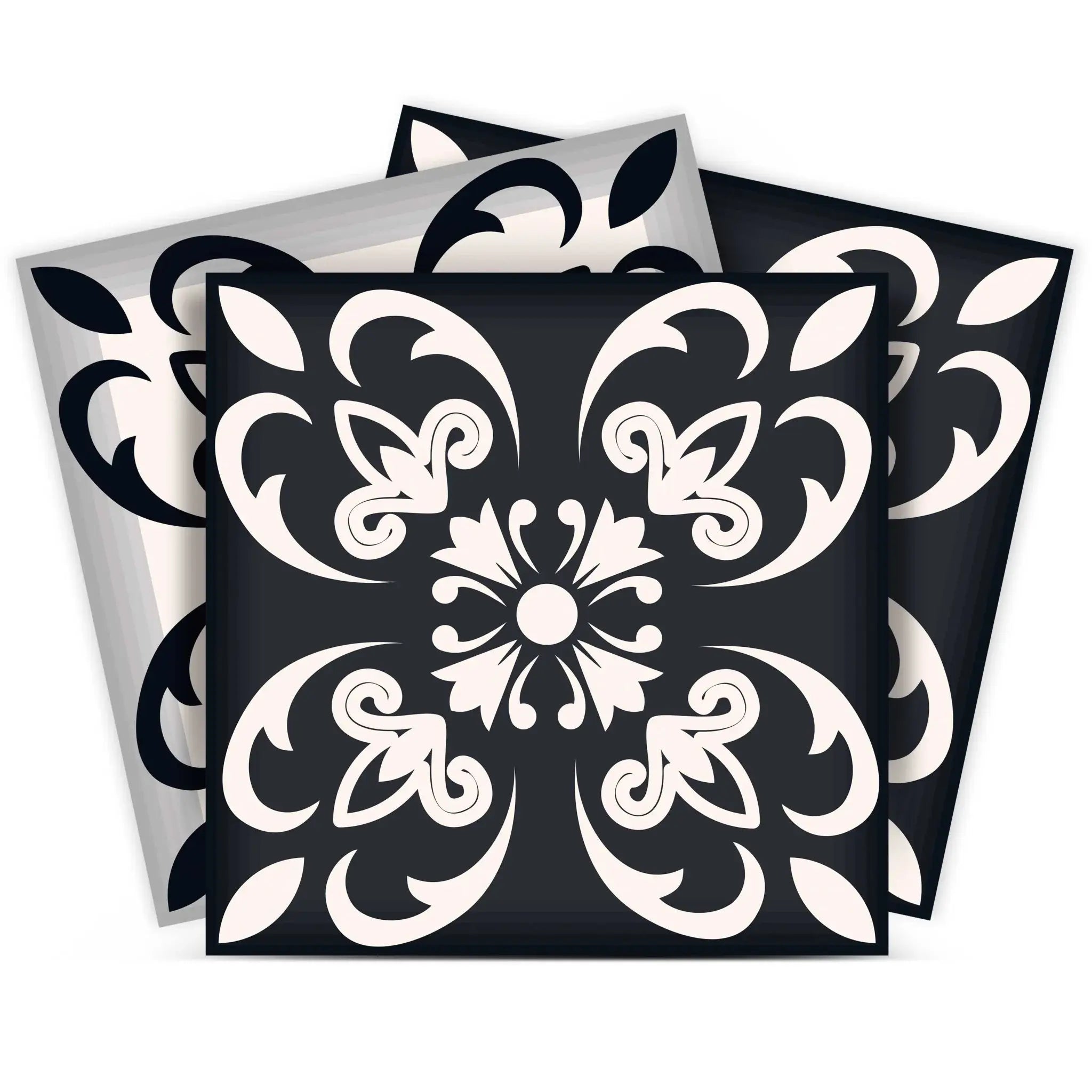7" X 7" Black And White Quatro Peel And Stick Removable Tiles - Homeroots - Flyclothing LLC