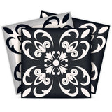7" X 7" Black And White Quatro Peel And Stick Removable Tiles - Homeroots
