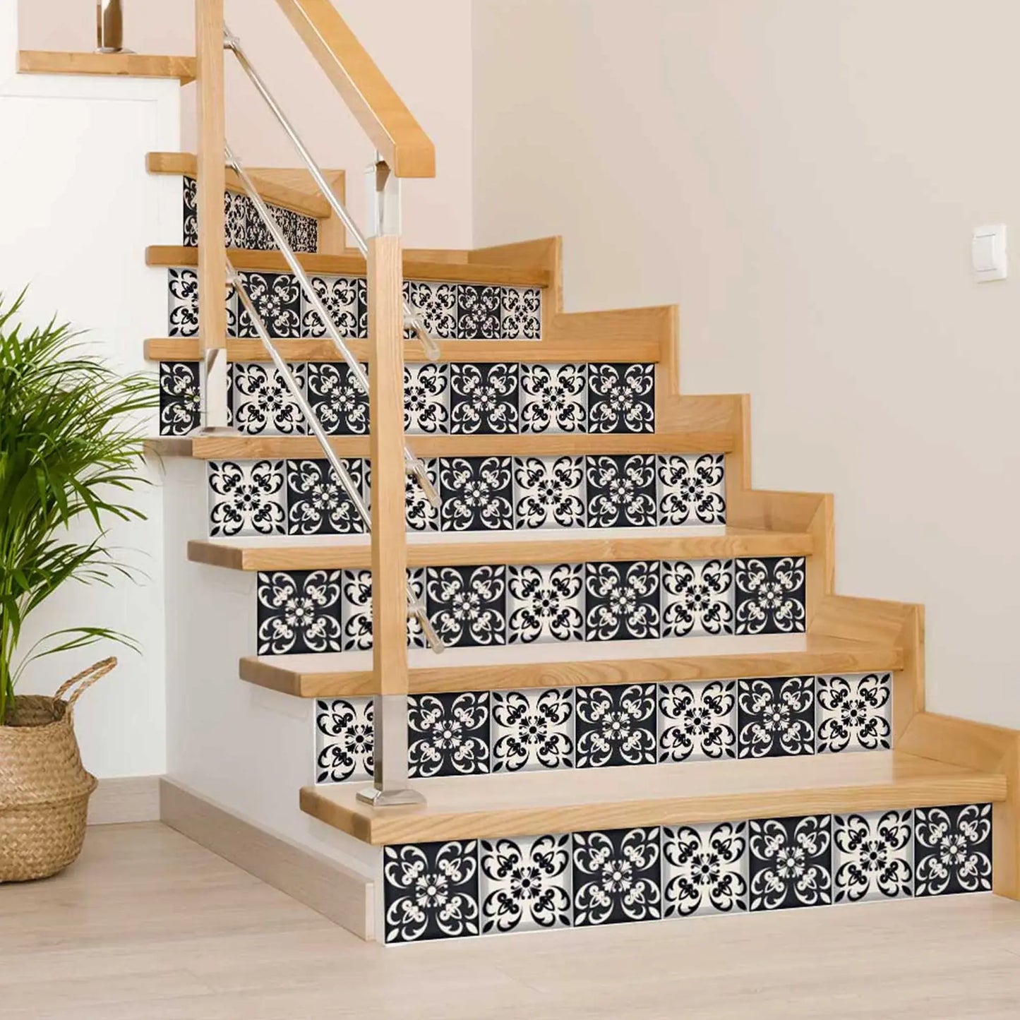 7" X 7" Black And White Quatro Peel And Stick Removable Tiles - Homeroots - Flyclothing LLC