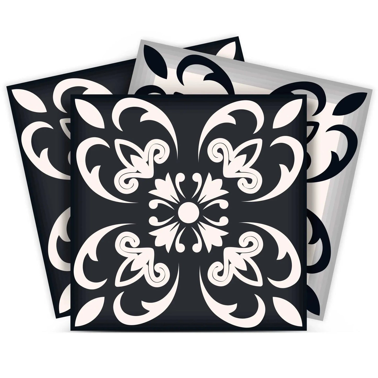 7" X 7" Black And White Quatro Peel And Stick Removable Tiles - Homeroots - Flyclothing LLC