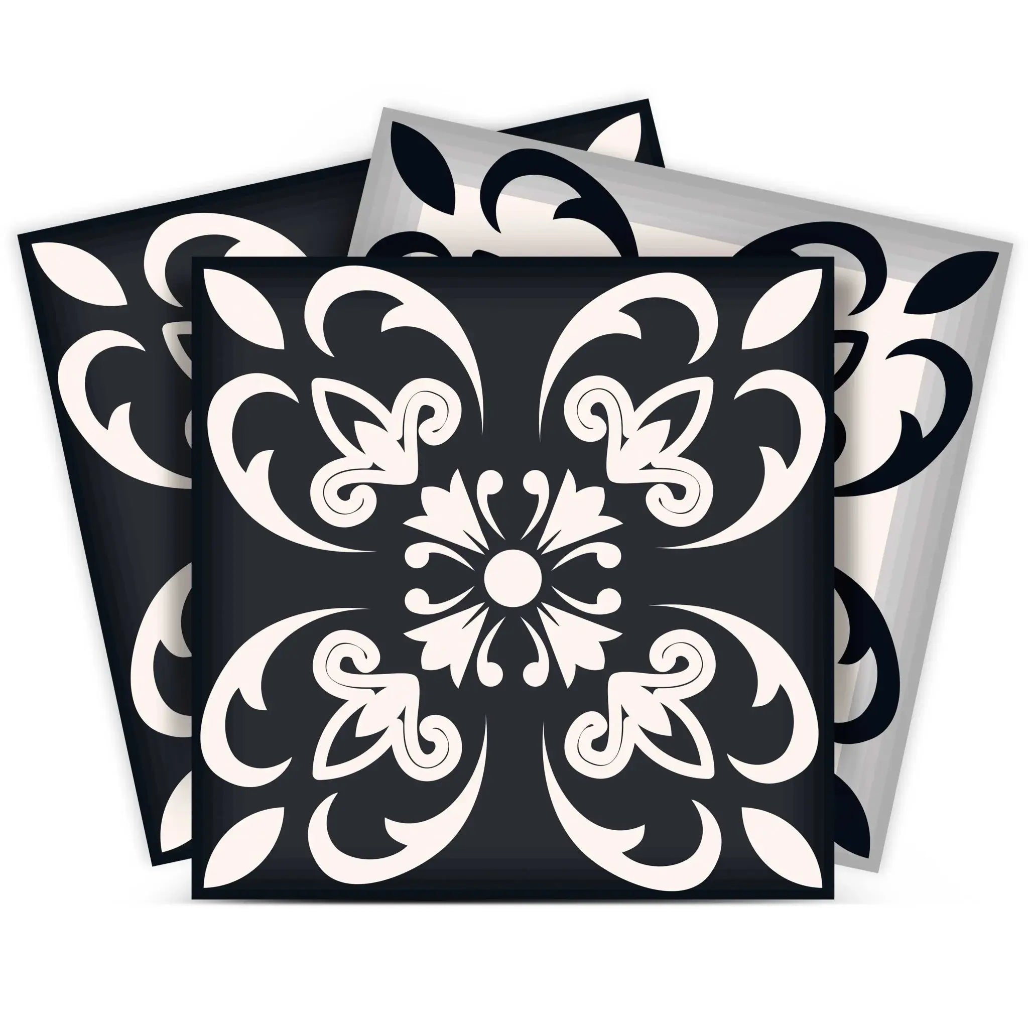 7" X 7" Black And White Quatro Peel And Stick Removable Tiles - Homeroots - Flyclothing LLC