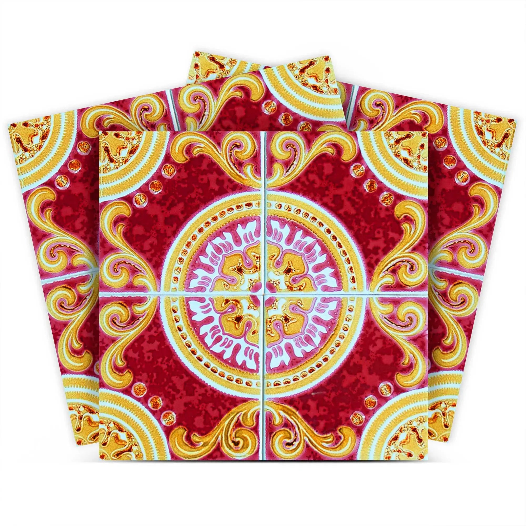 6" X 6" Golden Ruby Removable Peel And Stick Tiles - Homeroots - Flyclothing LLC