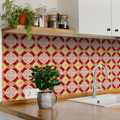 8" X 8" Golden Ruby Removable  Peel And Stick Tiles - Homeroots