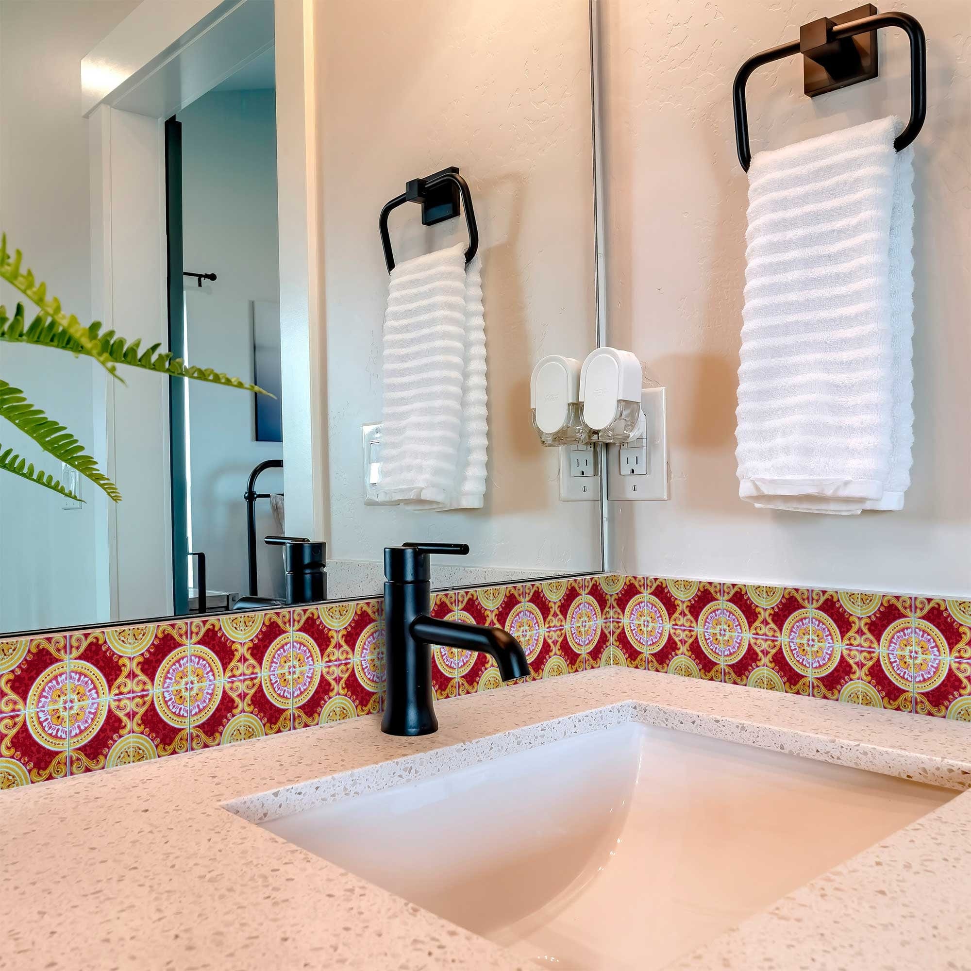 8" X 8" Golden Ruby Removable  Peel And Stick Tiles - Homeroots
