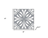 4" X 4" Gray And White Spire Peel And Stick Removable Tiles - Homeroots