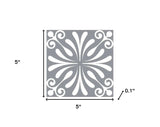 5" X 5" Gray And White Spire Peel And Stick Removable Tiles - Homeroots