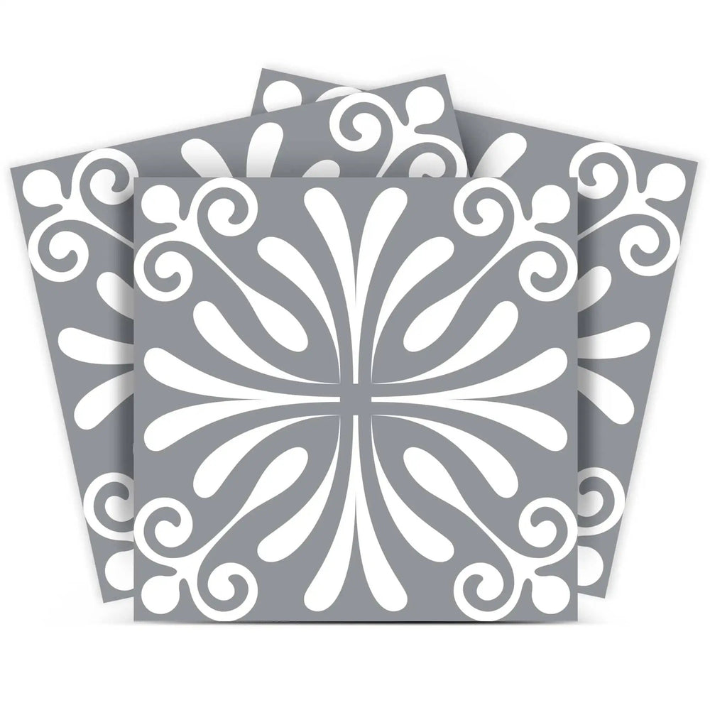 5" X 5" Gray And White Spire Peel And Stick Removable Tiles - Homeroots