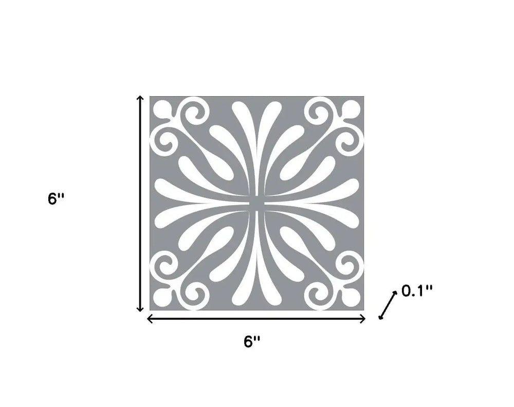 6" X 6" Gray And White Spire Peel And Stick Removable Tiles - Homeroots