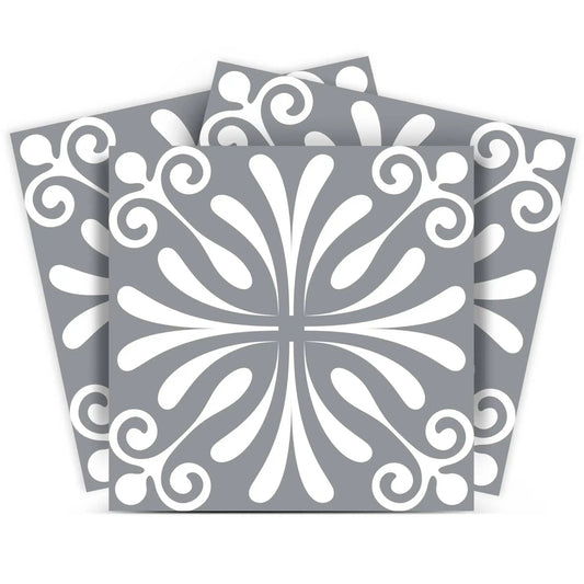 8" X 8" Gray And White Spire Peel And Stick Removable Tiles - Homeroots
