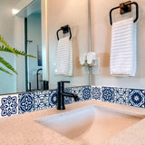 4" X 4" Midnight Blue And White Peel And Stick Removable Tiles - Homeroots - Flyclothing LLC