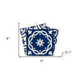 4" X 4" Midnight Blue And White Peel And Stick Removable Tiles - Homeroots - Flyclothing LLC