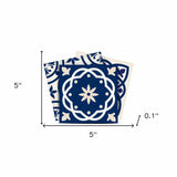 5" X 5" Midnight Blue And White Peel And Stick Removable Tiles - Homeroots - Flyclothing LLC