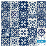 7" X 7" Midnight Blue And White Peel And Stick Removable Tiles - Homeroots - Flyclothing LLC