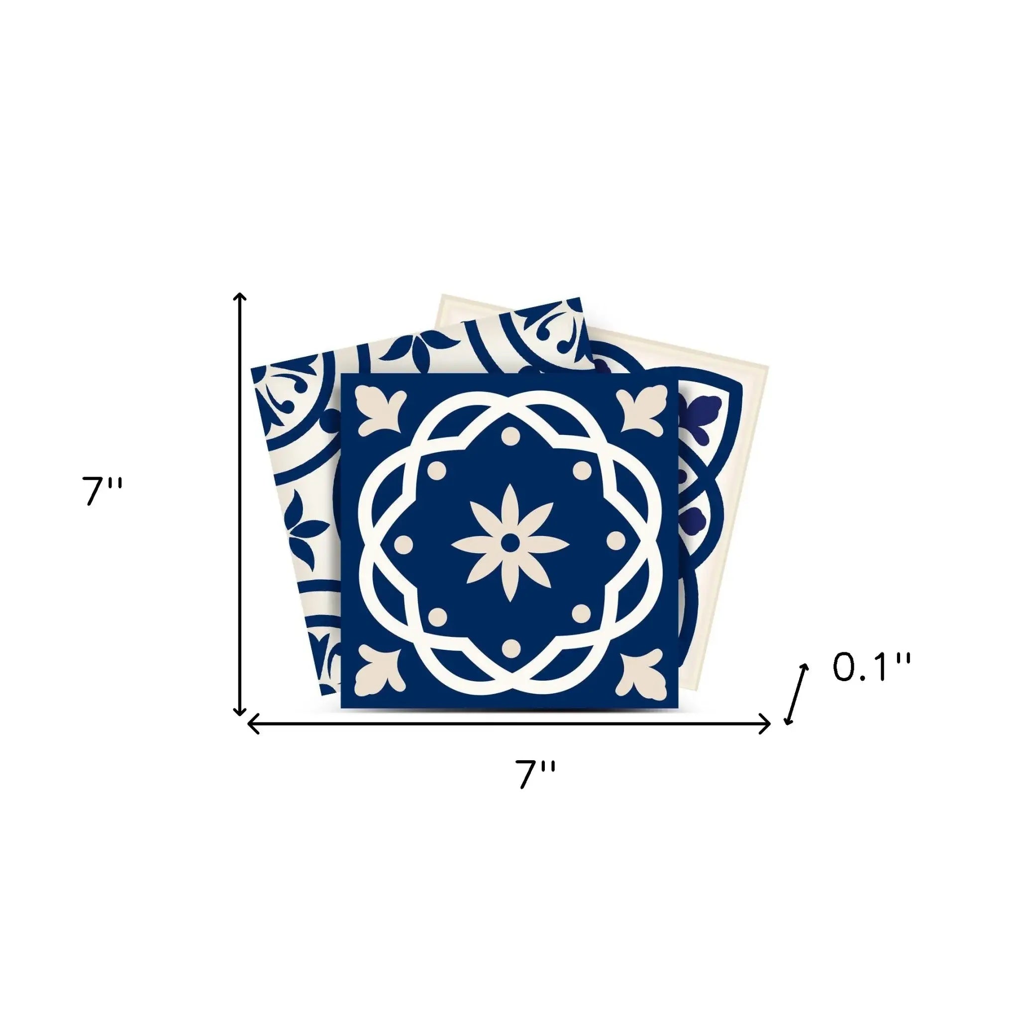 7" X 7" Midnight Blue And White Peel And Stick Removable Tiles - Homeroots - Flyclothing LLC