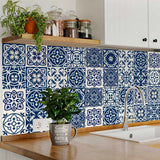 8" X 8" Midnight Blue And White Peel And Stick Removable Tiles - Homeroots - Flyclothing LLC