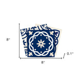 8" X 8" Midnight Blue And White Peel And Stick Removable Tiles - Homeroots - Flyclothing LLC