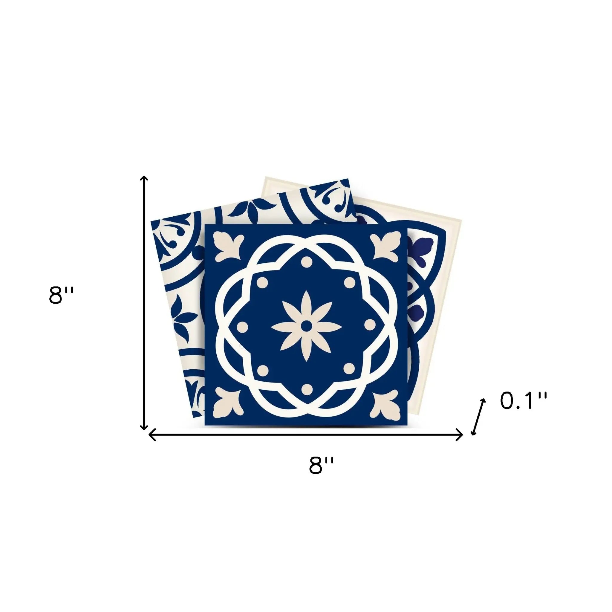 8" X 8" Midnight Blue And White Peel And Stick Removable Tiles - Homeroots - Flyclothing LLC