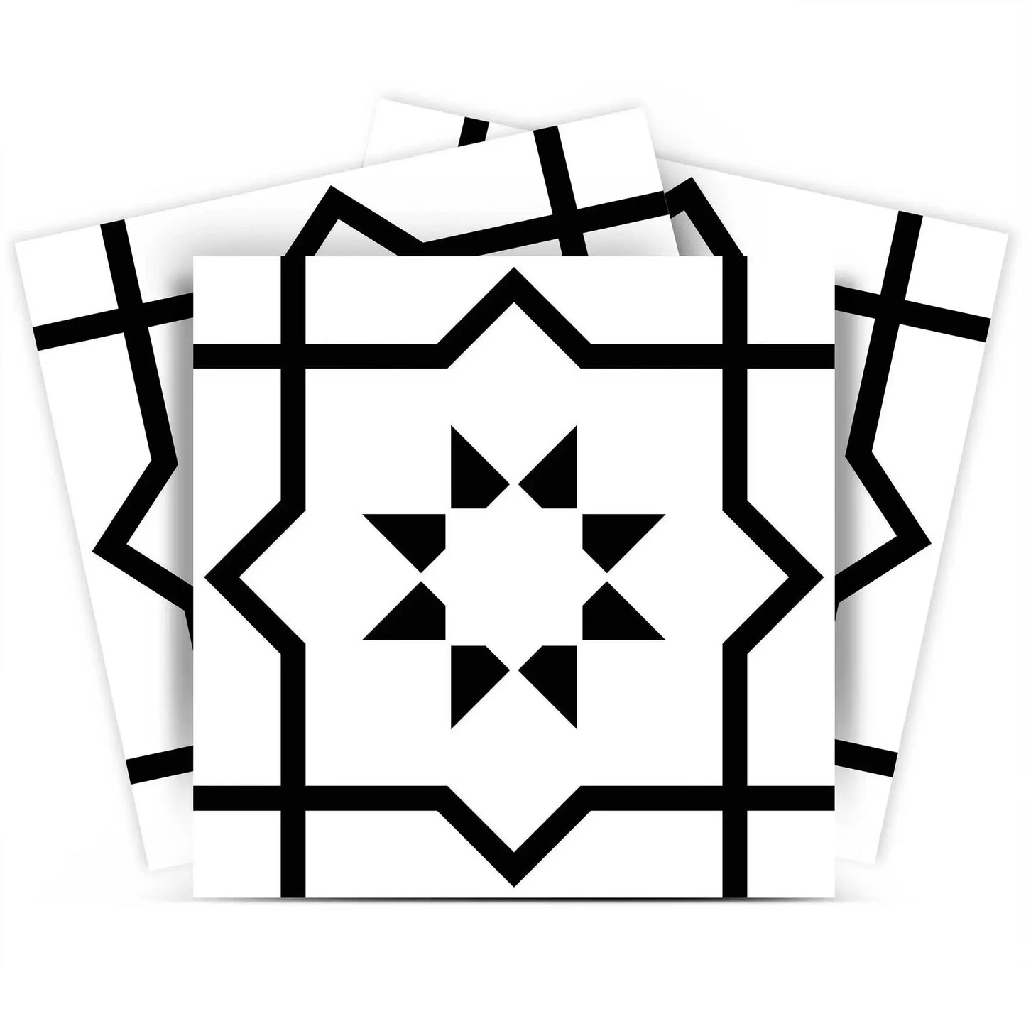 7" X 7" White And Black Sun Peel And Stick Removable Tiles - Homeroots - Flyclothing LLC