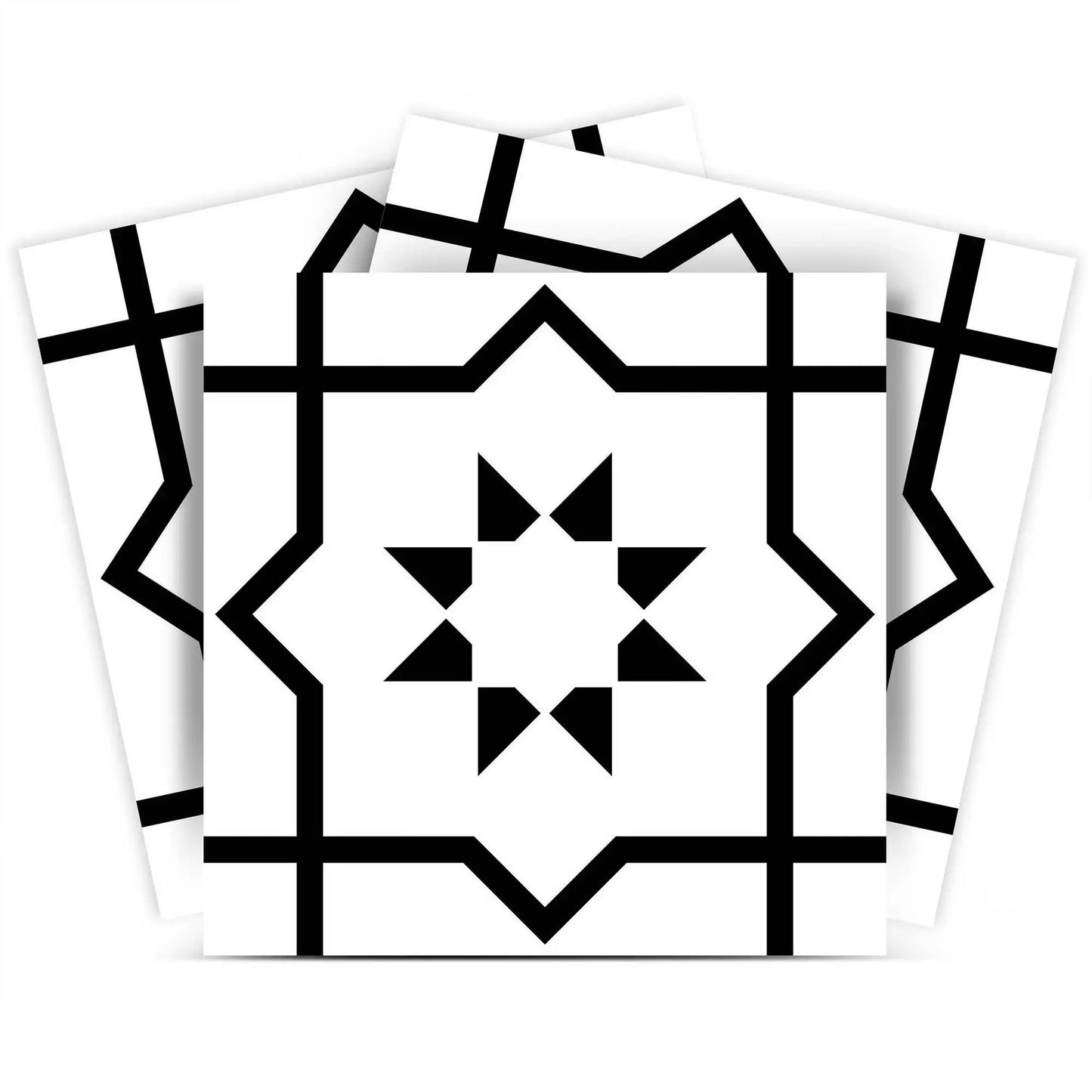 7" X 7" White And Black Sun Peel And Stick Removable Tiles - Homeroots - Flyclothing LLC
