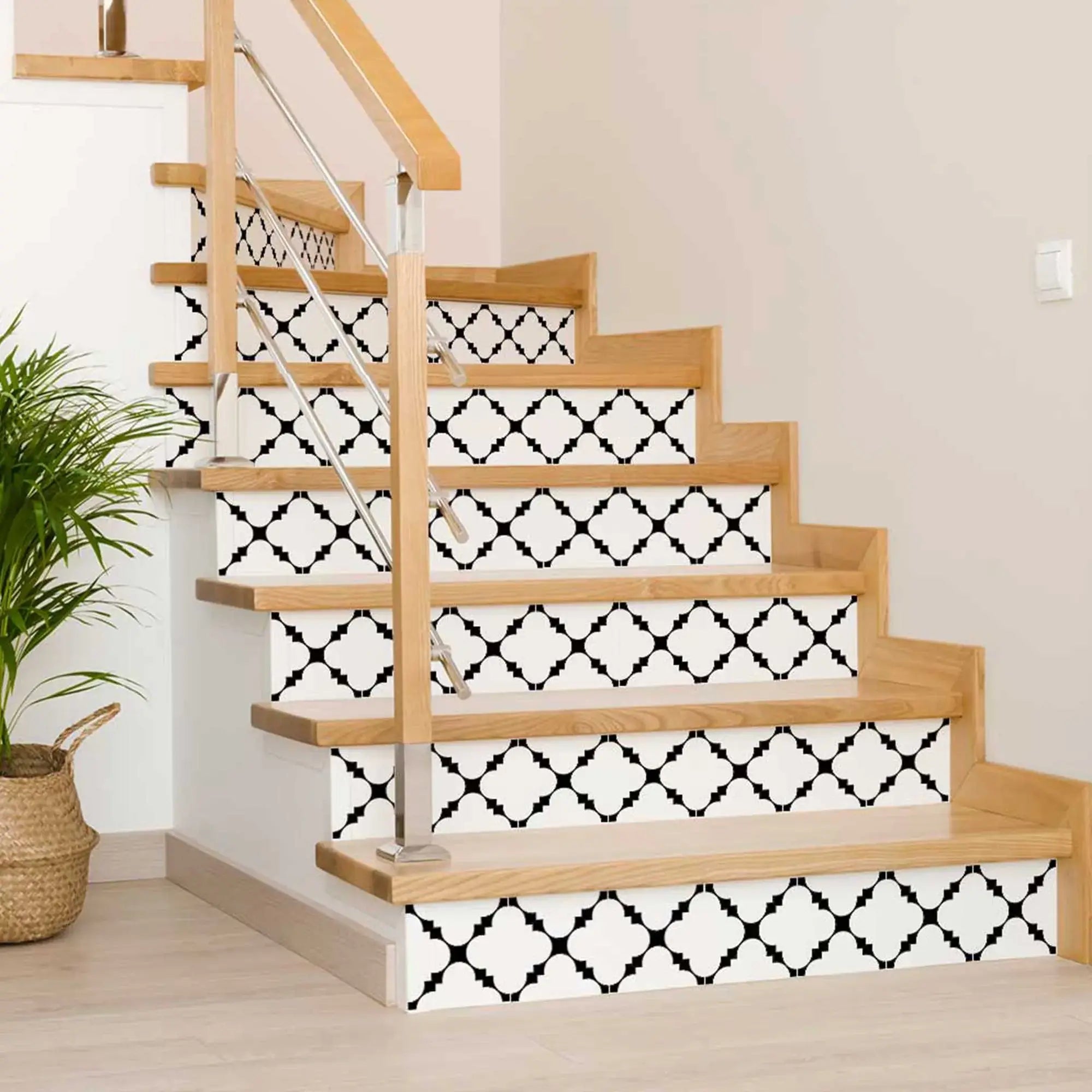6" X 6" Black And White Tri Peel And Stick Tiles - Homeroots - Flyclothing LLC