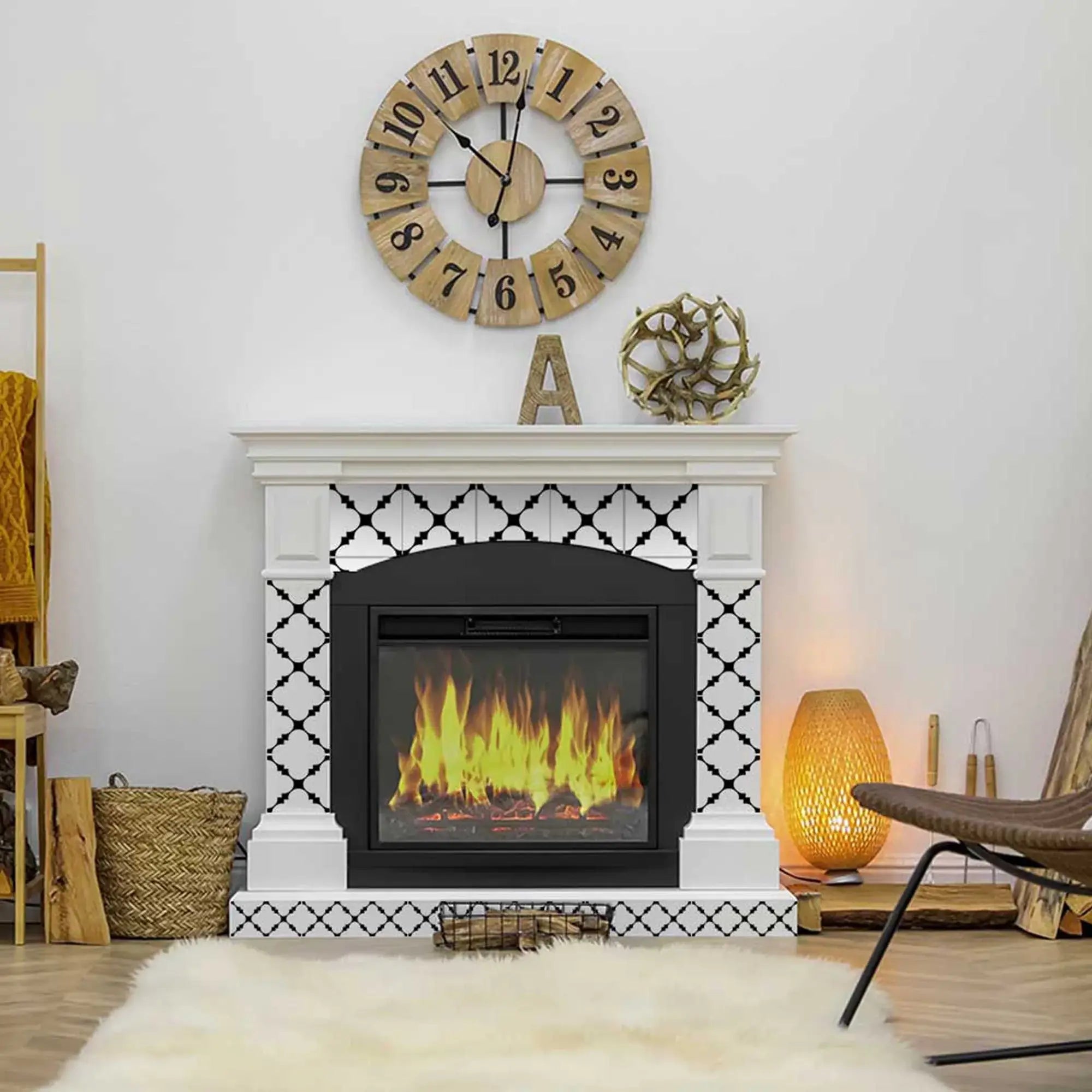 6" X 6" Black And White Tri Peel And Stick Tiles - Homeroots - Flyclothing LLC