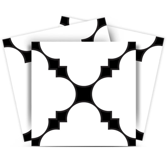 7" X 7" Black And White Tri Peel And Stick Tiles - Homeroots