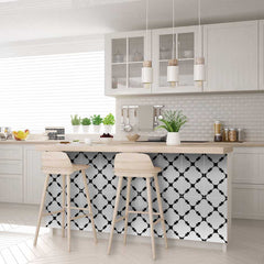 7" X 7" Black And White Tri Peel And Stick Tiles - Homeroots