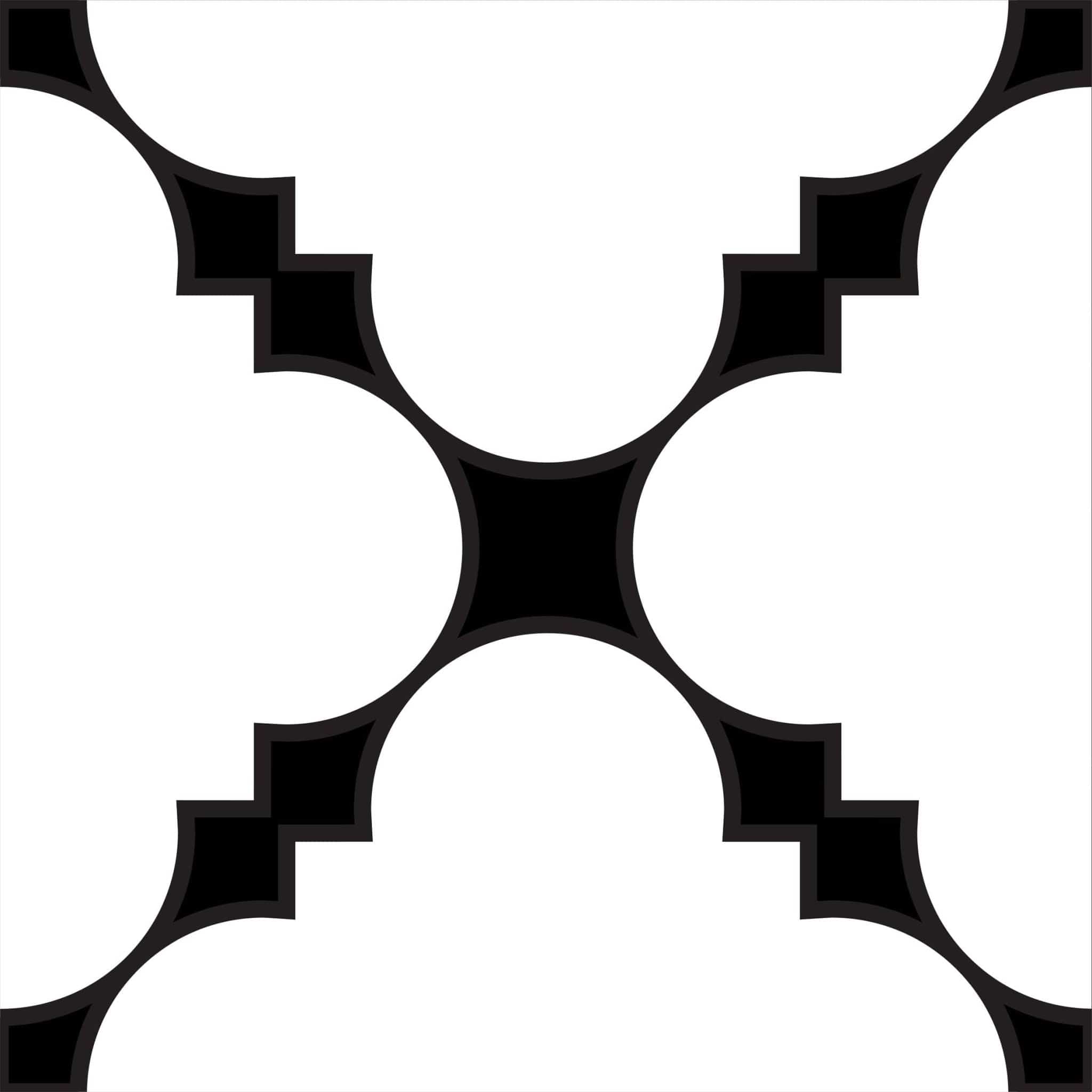 7" X 7" Black And White Tri Peel And Stick Tiles - Homeroots