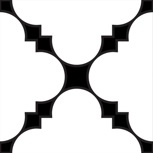 7" X 7" Black And White Tri Peel And Stick Tiles - Homeroots