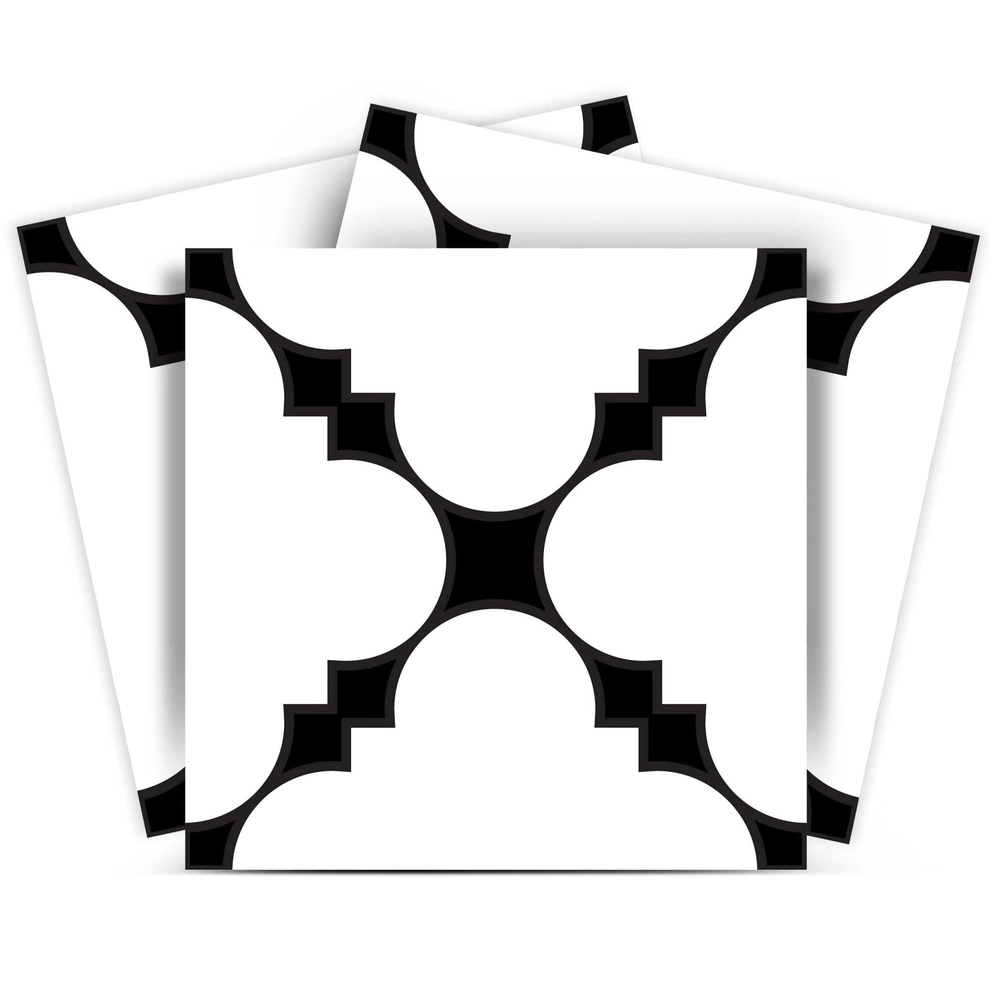 7" X 7" Black And White Tri Peel And Stick Tiles - Homeroots