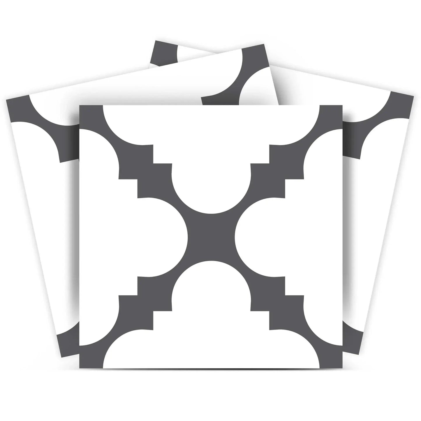 8" X 8" Dark Gray And White Tri Peel And Stick Tiles - Homeroots - Flyclothing LLC
