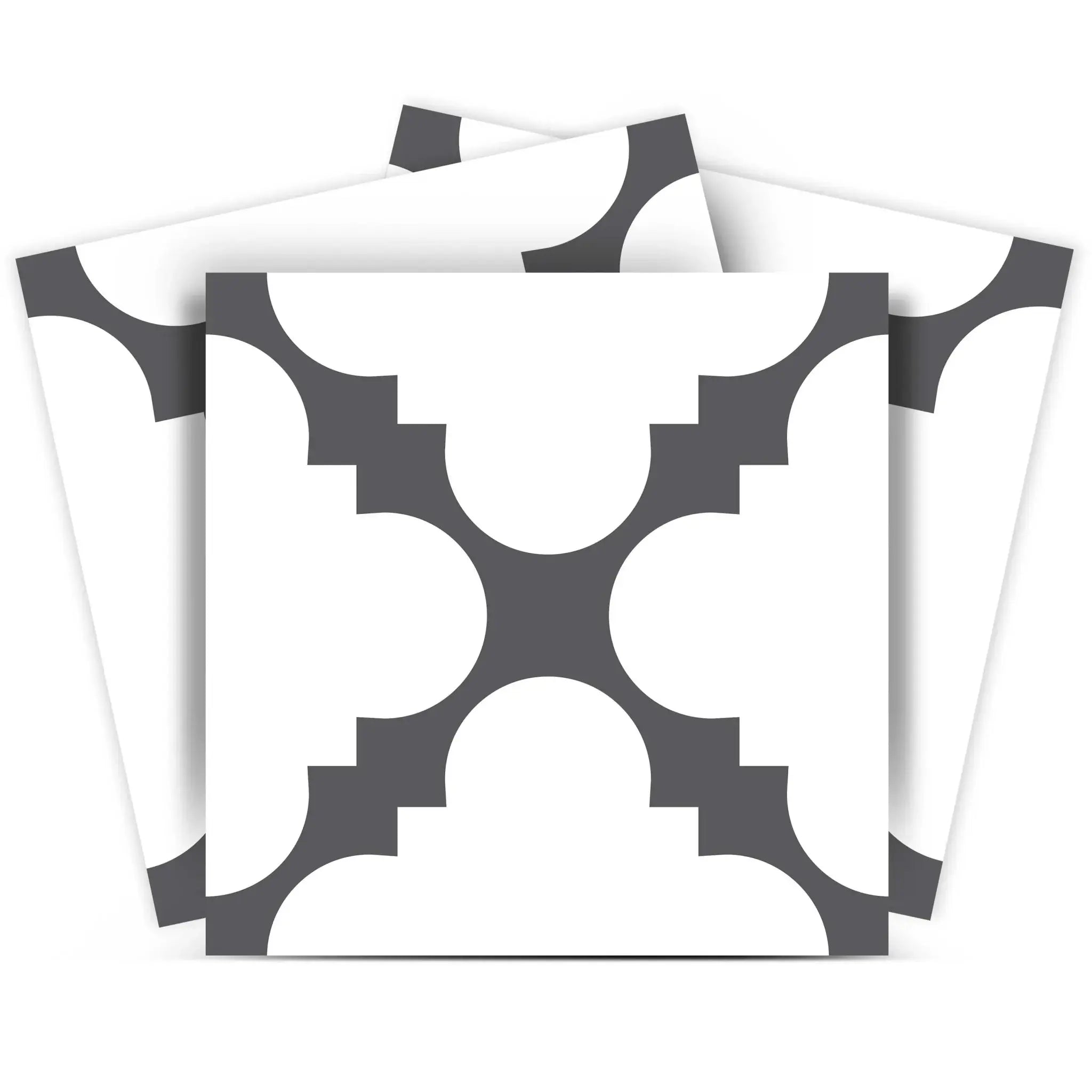 8" X 8" Dark Gray And White Tri Peel And Stick Tiles - Homeroots - Flyclothing LLC