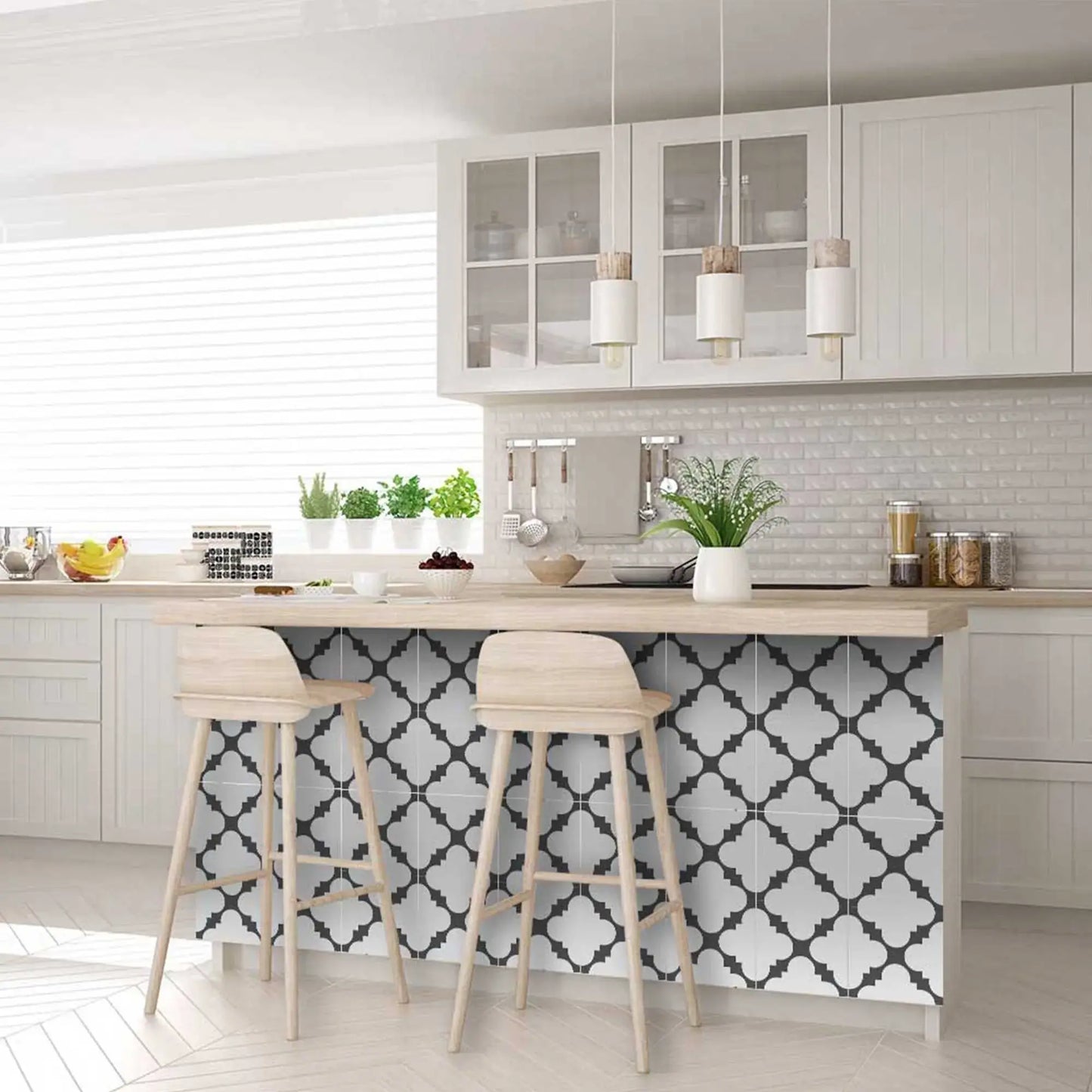 8" X 8" Dark Gray And White Tri Peel And Stick Tiles - Homeroots - Flyclothing LLC