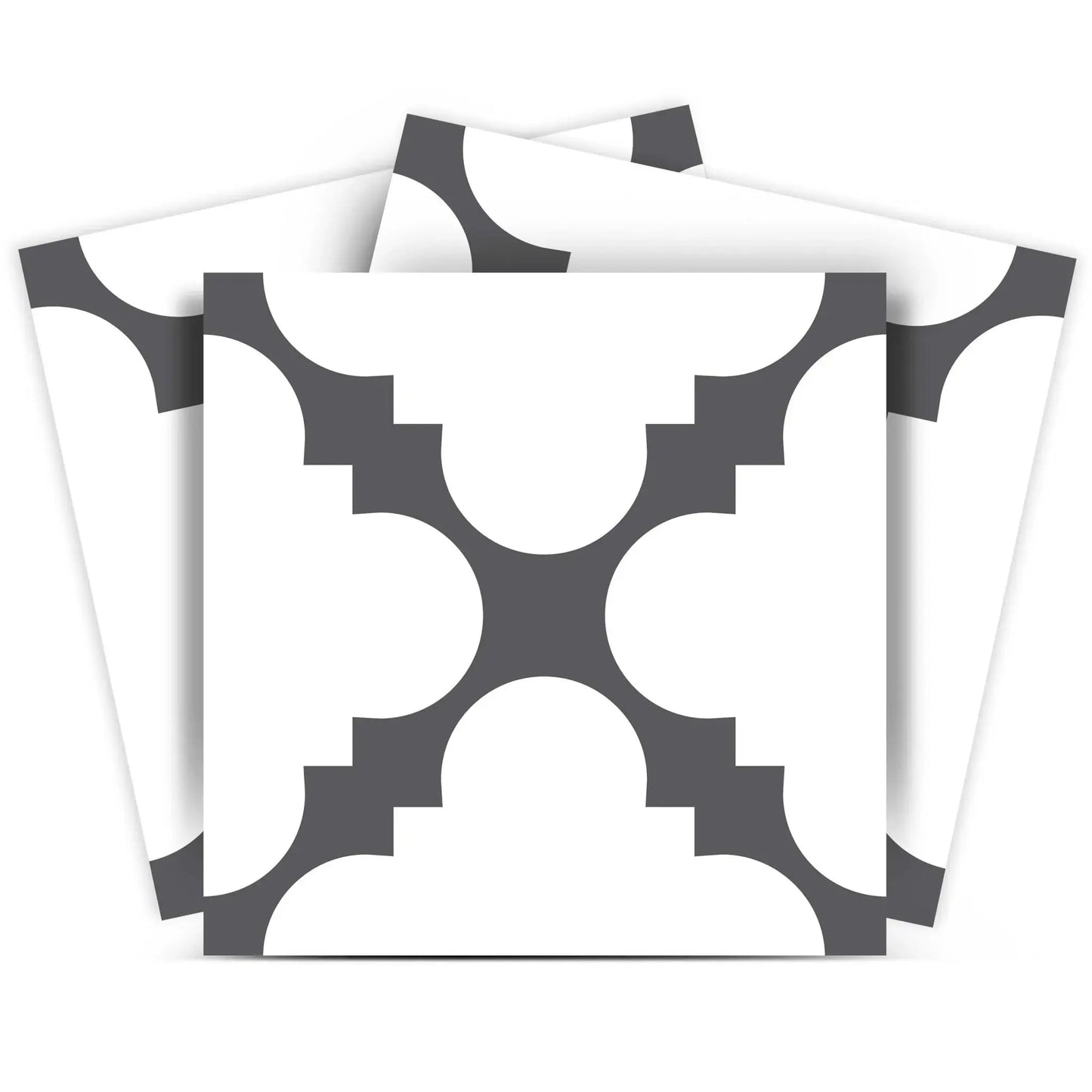 8" X 8" Dark Gray And White Tri Peel And Stick Tiles - Homeroots - Flyclothing LLC