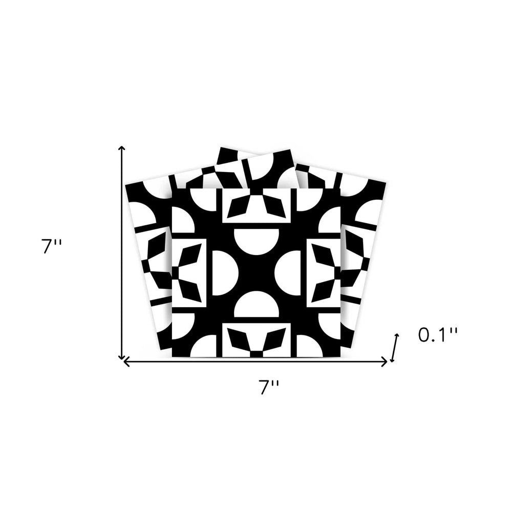 7" X 7" Black And White Coli Peel And Stick Tiles - Homeroots - Flyclothing LLC